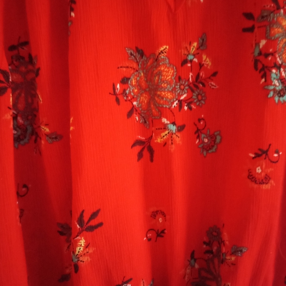 As u wish bright red romper halter style top with v cut back that ties - Picture 2 of 6